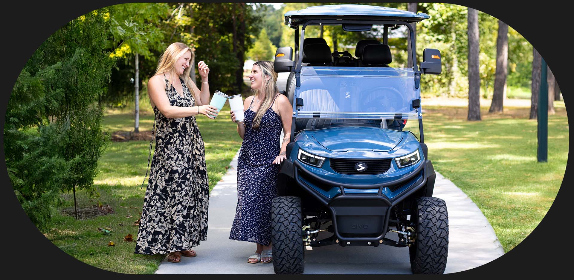 women standing beside the sivo 4 seater lifted